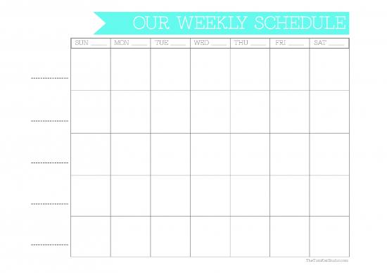 picture Weekly Schedule Printable Pdf 193682 | Weekly Family Calendar Tomkat Studio