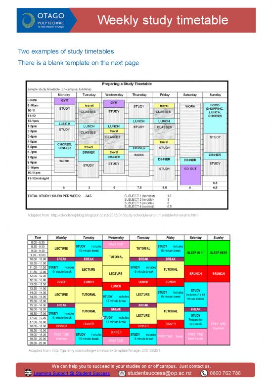 picture1_Study Schedule Pdf 193875 | Weekly Study Timetable