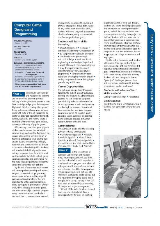 picture The Art Of Programming Pdf 198027 | Barry Tech Computer Game Design And Programming Skills Course Description 2016 17