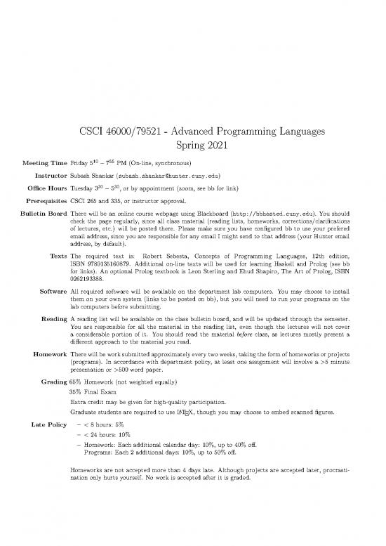 picture Concepts Of Programming Languages 12th Edition Pdf 196540 | Cs460 Shankar Syllabus S21