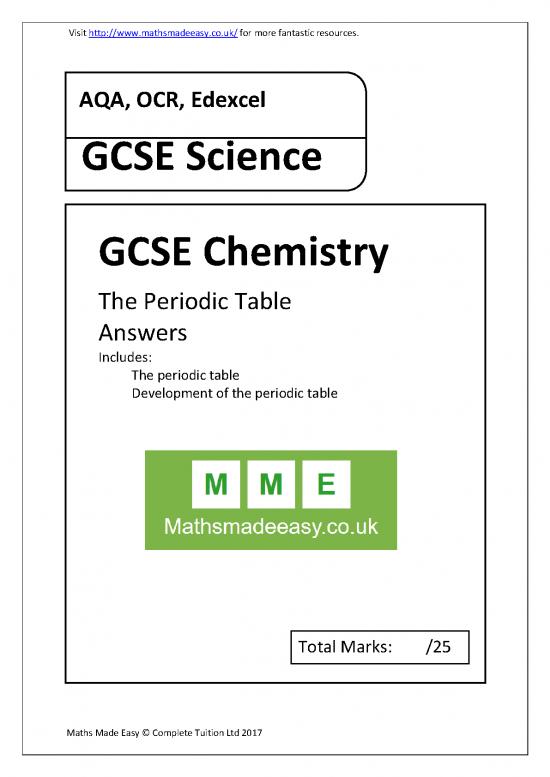 picture Modern Periodic Table Pdf Download 197215 | Gcse Chemistry Aqa Ocr Edexce The Development Of The Periodic Table Answers
