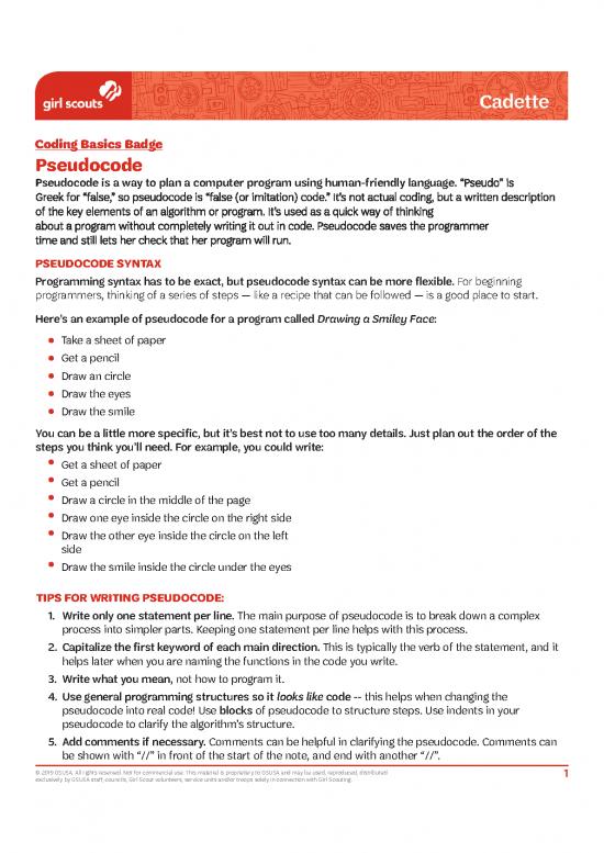 picture_Steps In Computer Programming Pdf 197612 | Gsah   Cadette Coding Basics   Pseudocode