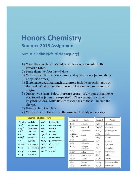 picture Periodic Table Of Elements Printable Pdf 197309 | Honors Chemistry Summer 2015 Assignment