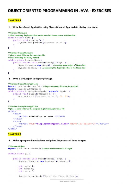 picture1_Object Oriented Programming Java Pdf 196165 | Oop Java Codes Summary