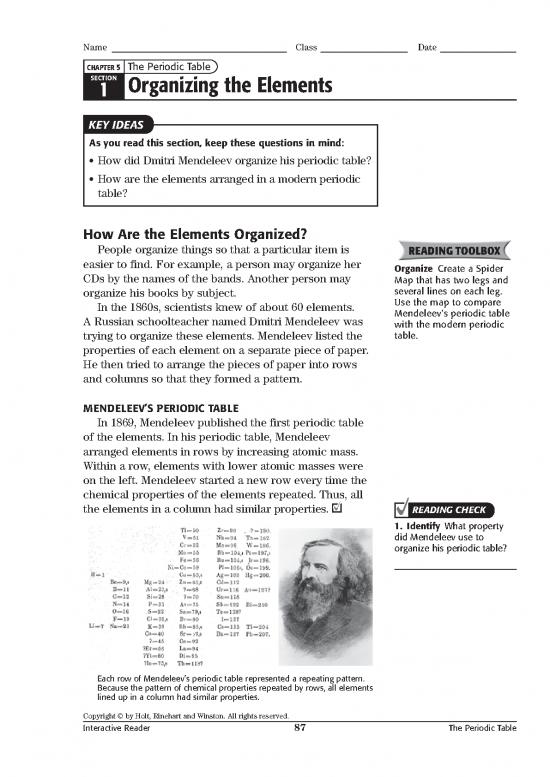 picture1_Pdf Printable Periodic Table 195750 | Organizing Elements Int Reader Study Guide