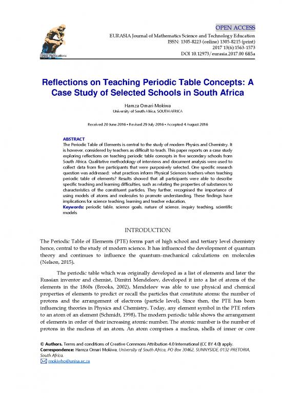 picture Pdf Printable Periodic Table 195617 | Reflections On Teaching Periodic Table Concepts A Case Study Of Selected Schools In South Africa 4732