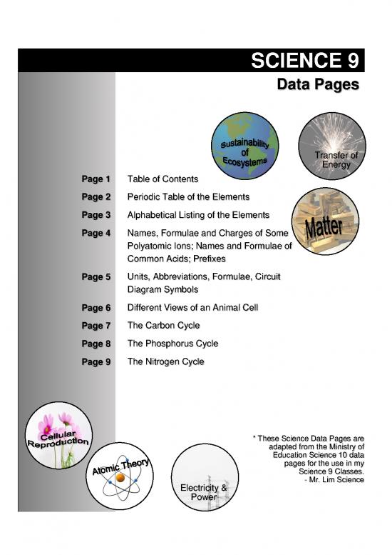 picture Printable Periodic Table Of Elements 197161 | Science 9 Data Booklet