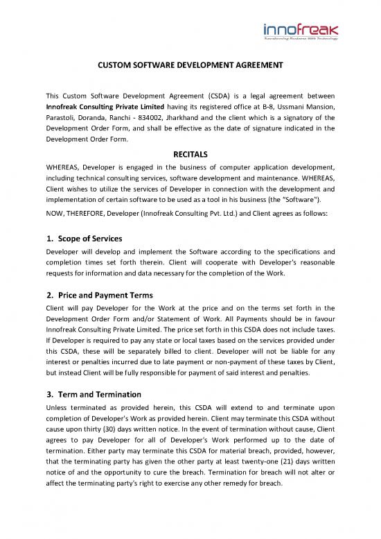 picture Software Development Agreement Pdf 197778 | Software Development
