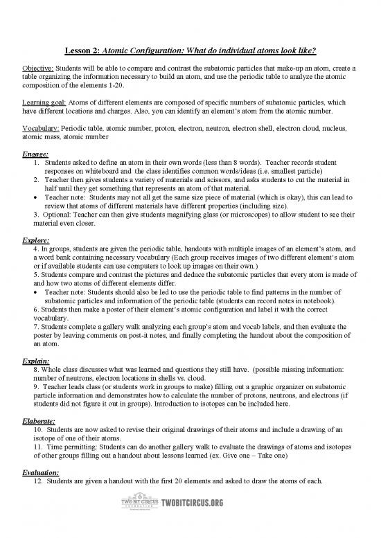 picture Pdf Printable Periodic Table 195735 | Two Bit Circus Middle School 8th Grade Chemistry 5e Lesson Plans Educator 5 Lesson2