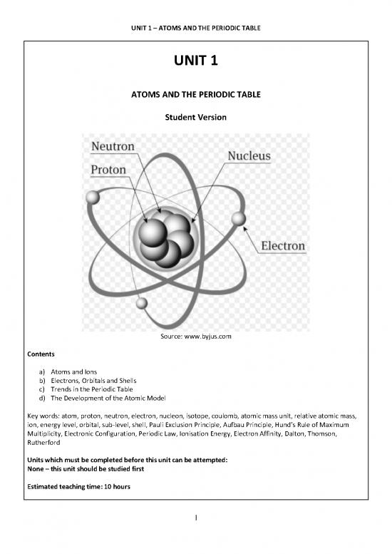 picture_Periodic Table Trends Pdf 197265 | Unit 1   Atoms And The Periodic Table   Student Version