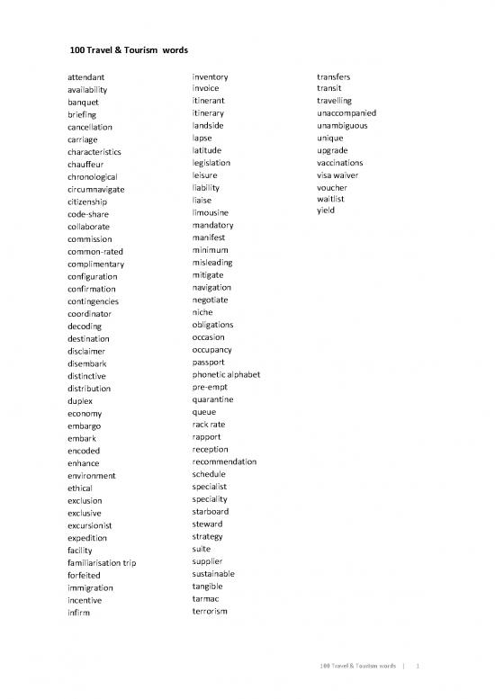picture Tourism Pdf 200048 | 100 Travel Tourism Words
