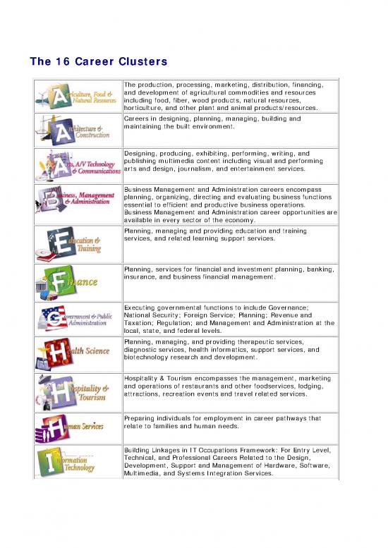 picture Career Pdf 199196 | 16clusters