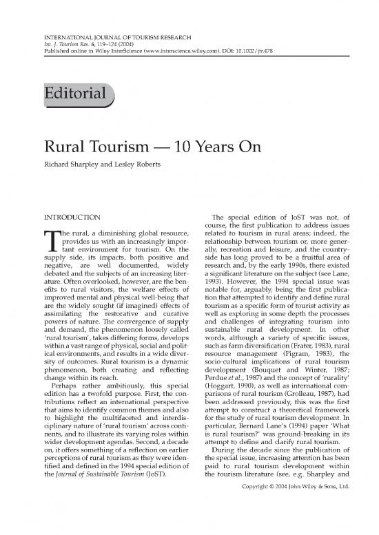 picture Tourism Pdf 200044 | 1 Sharpley & Roberts