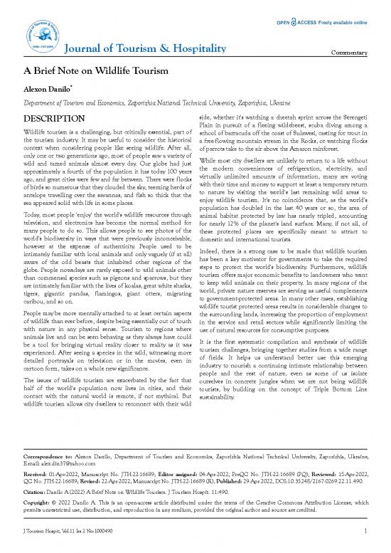 picture Tourism Pdf 200341 | A Brief Note On Wildlife Tourism