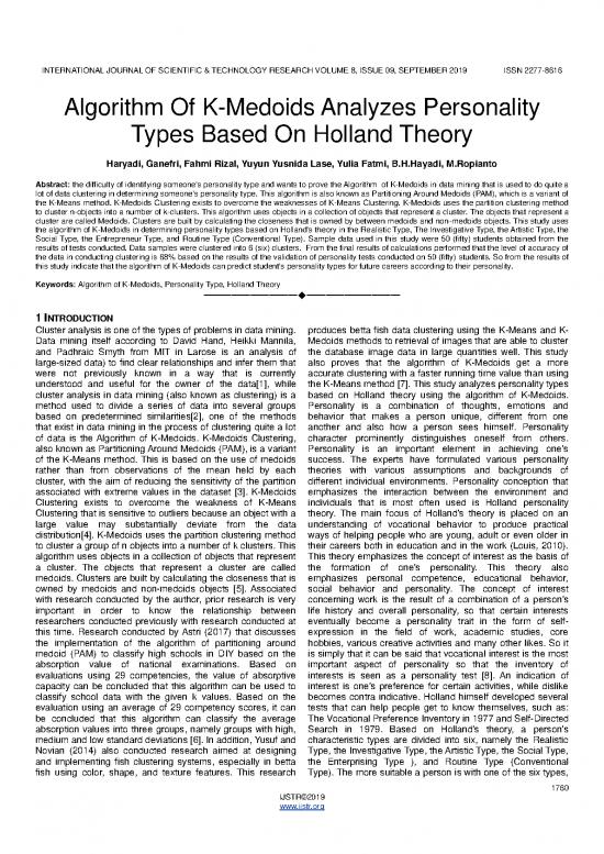 picture_Algorithm Of K Medoids Analyzes Personality Types Based On Holland Theory