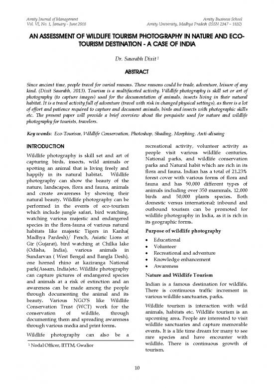 picture Tourism Pdf 200201 | Assessment Of Wildlife