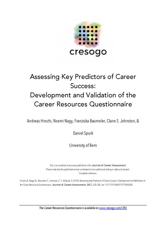 picture1_Career Pdf 198900 | Development And Validation Of The Career Resources Questionnaire