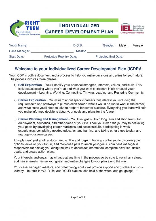 picture Career Development Plan Examples Pdf 198643 | Iel Right Turn Icdp 2015