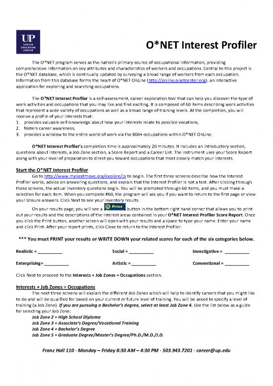 picture Career Pdf 199764 | Onet Interest Profiler   Online