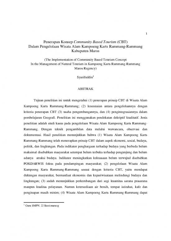 picture_Tourism Pdf 199915 | Penerapan Konsep Cbt Dalam Pengelolaan Wisata Alam Kampoeng Karts Rammang Rammang