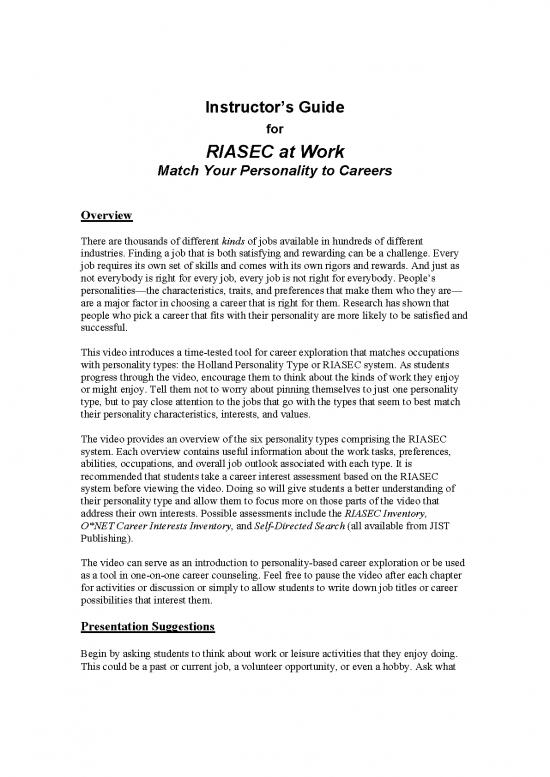 picture_Career Pdf 199307 | Riasec At Work Instructors Guide