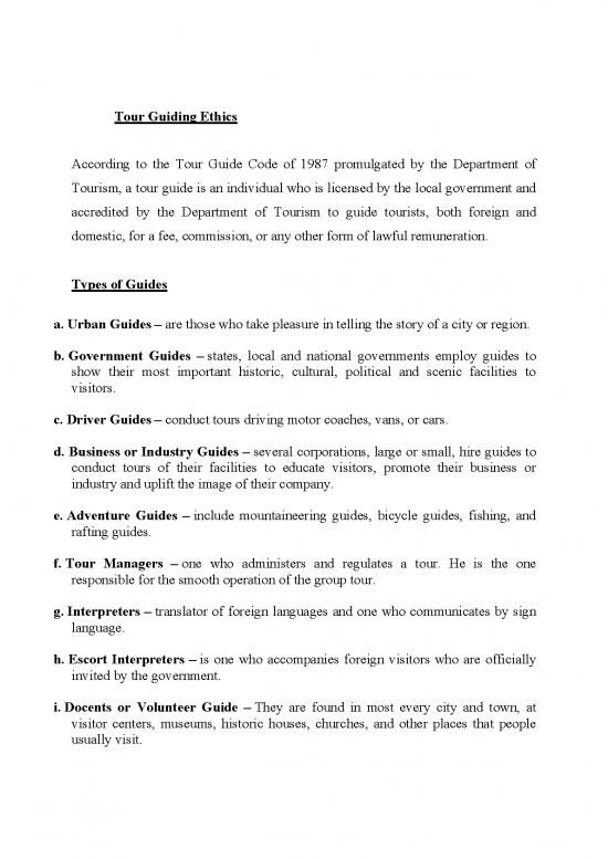 picture Tourism Pdf 200256 | Tour Guide Ethics   E Content 01 05