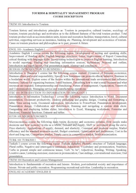 picture Tourism Pdf 200068 | Tourism Hospitality Management Program Course Descriptions
