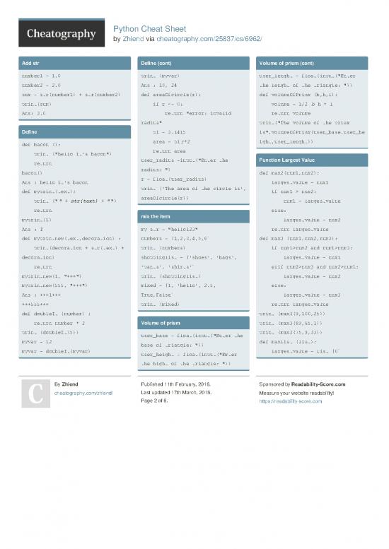 Python Assignment Pdf 198549 | 14 Python Cheatsheet