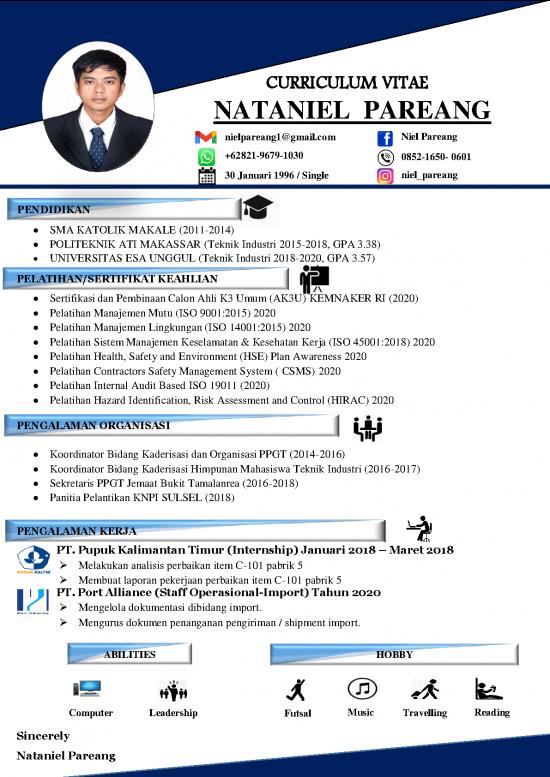 picture 1625917032 Cv Nataniel Pareang | File - Hse Plan Id 18512 picture 1625917032 Cv Nataniel Pareang | File - Hse Plan Id 18512