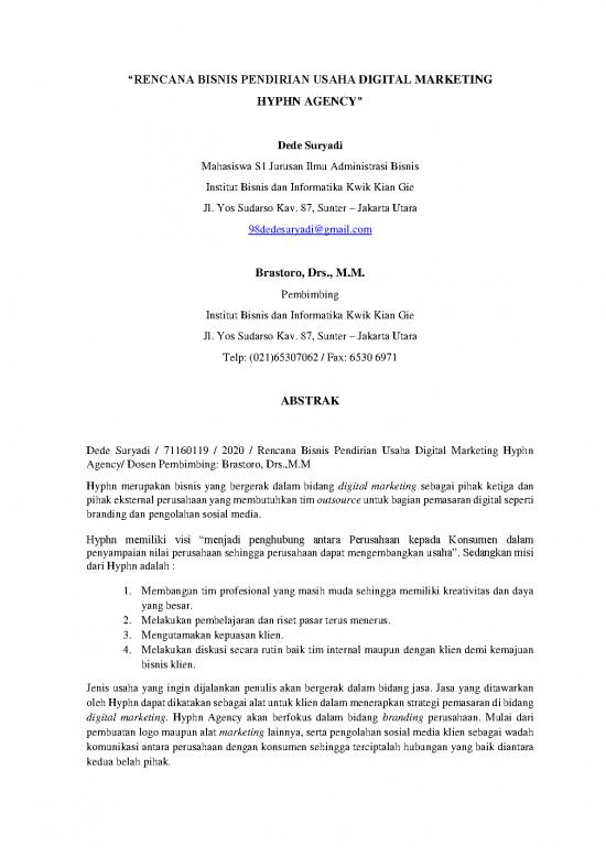 picture Presentasi Rencana Bisnis 20292 | 71160119   Dede Suryadi   Resume