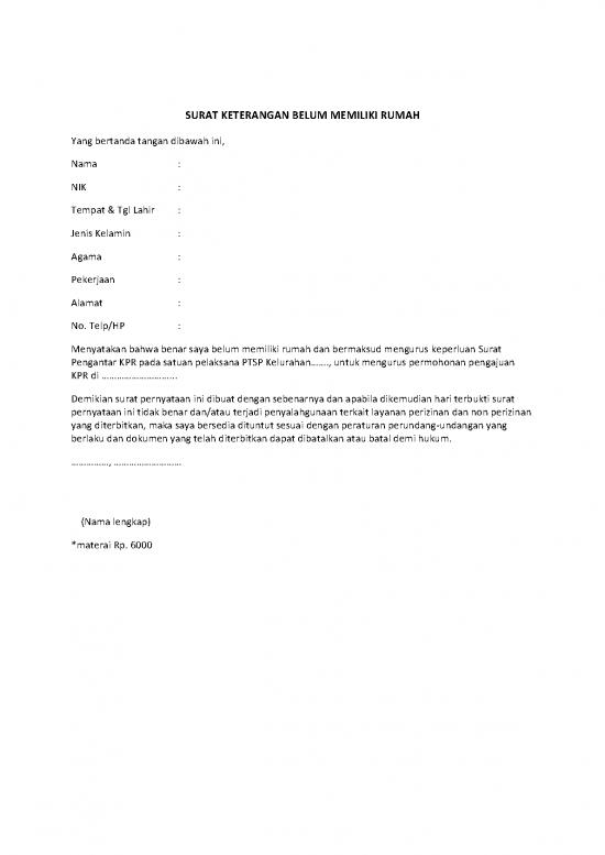 picture Contoh Surat Keterangan Belum Memiliki Rumah | File - Surat Keterangan Id 18740