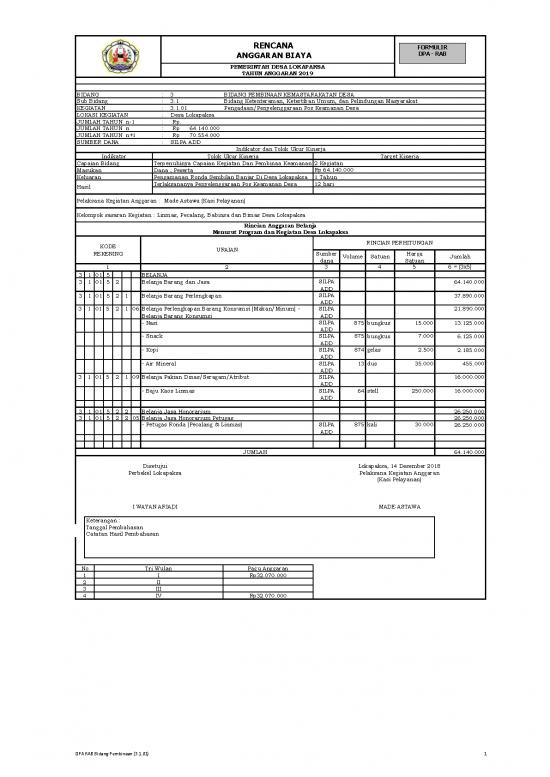 picture_File Rab - Rencana Anggaran Biaya Id 20491 | Dpa Rab Desa Lokapaksa Tahun 2019 Bidang Pembinaan 836361