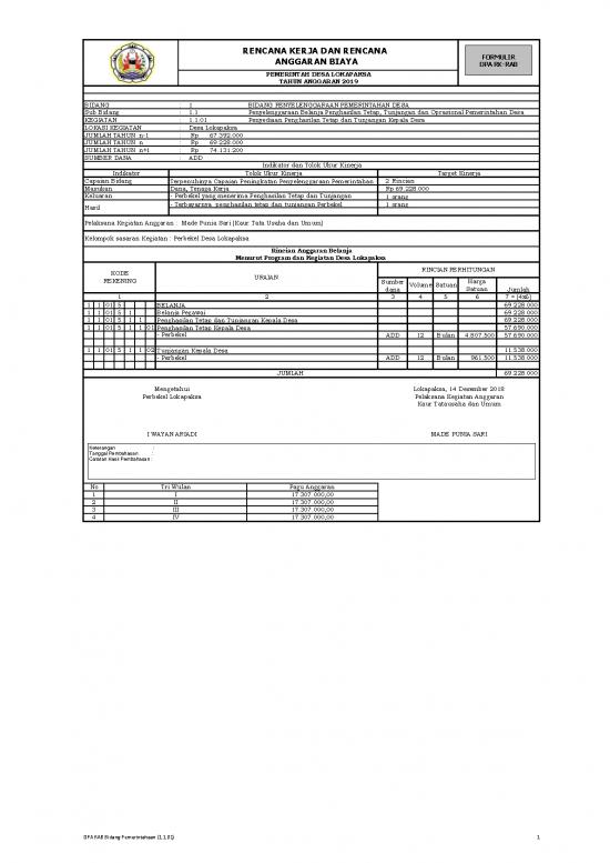 picture_File Rab - Rencana Anggaran Biaya Id 20492 | Dpa Rab Desa Lokapaksa Tahun 2019 Bidang Pemerintahaan 437735