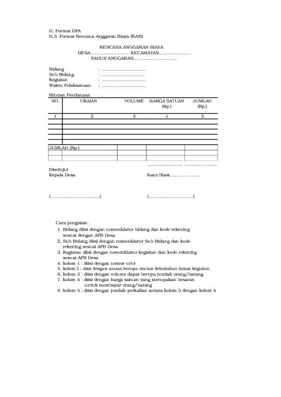 picture File Rab - Rencana Anggaran Biaya Id 20382 | Format Dpa Rencana Anggaran Biaya