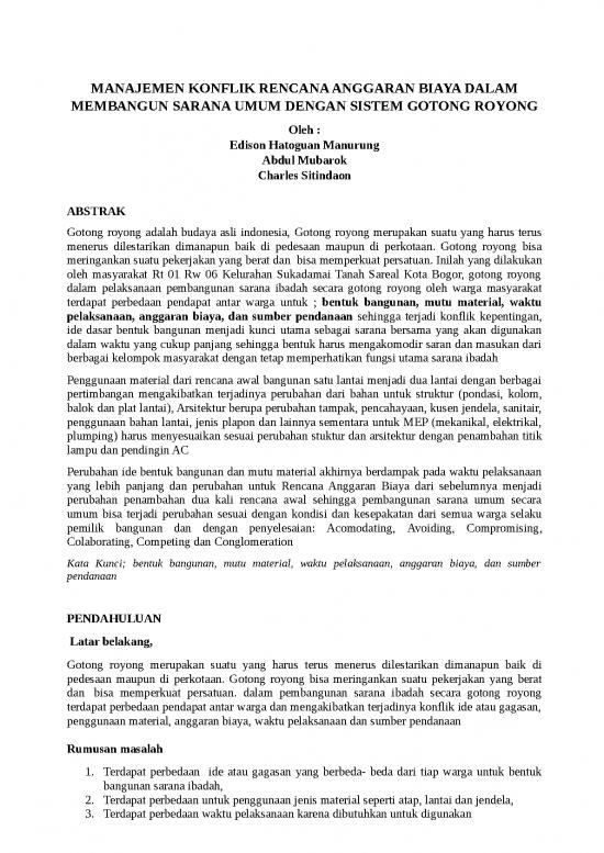 picture File Rab - Rencana Anggaran Biaya Id 20470 | Manajemen Konflik Rab Dalam Membangun Sarana Umum Dengan Sistem Gotong Royong 1 Indonesis