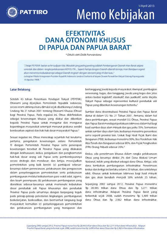picture Memo Kebijakan April 2013 Efektivitas Dana Otonomi Khusus Di Papua Dan Papua Barat | File Contoh - Memo picture Memo Kebijakan April 2013 Efektivitas Dana Otonomi Khusus Di Papua Dan Papua Barat | File Contoh - Memo