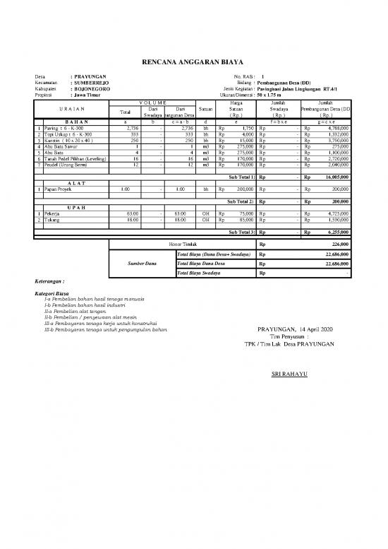 picture File Rab - Rencana Anggaran Biaya Id 20657 | Prayungan Rab Jalan Paving 6 Cm 50 M 0401