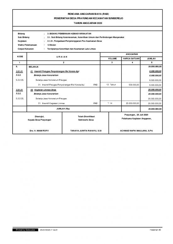 picture File Rab - Rencana Anggaran Biaya Id 20660 | Rab Belanja Bidang Pembinaan 2020
