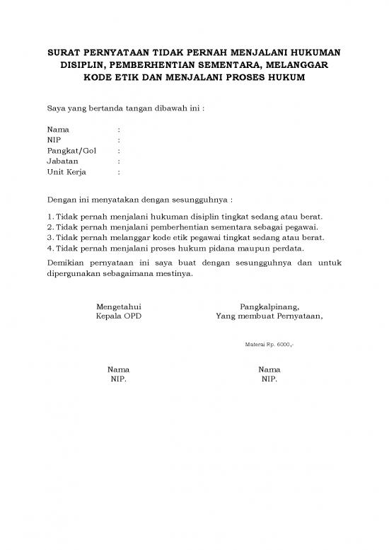 picture File - Surat Pernyataan Id 18735 | Surat Pernyataan Tidak Pernah Menjalani Hukuman Disiplin, Pemberhentian Sementara, Melanggar Kode Etik Dan Menjalani Proses Hukum