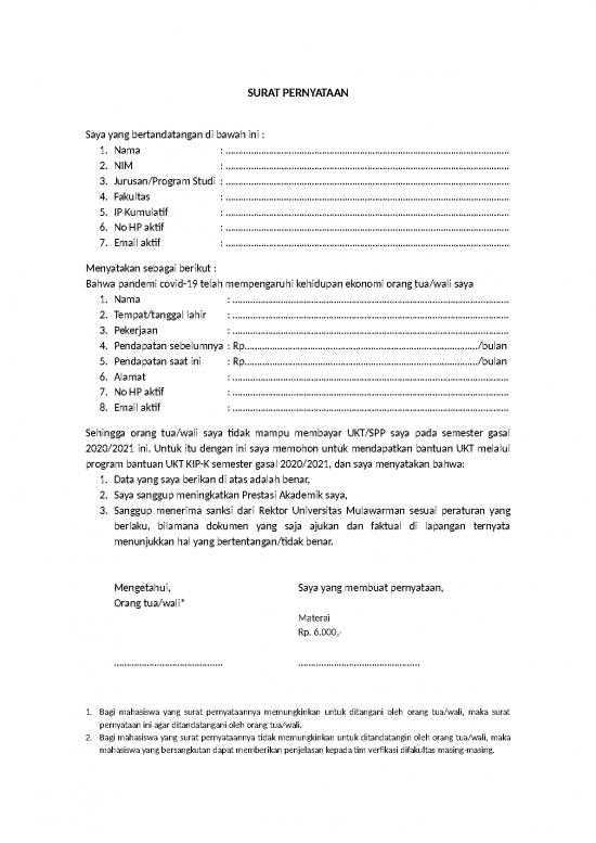 picture File - Surat Pernyataan Id 18699 | Surat Pernyataan Ukt Kip