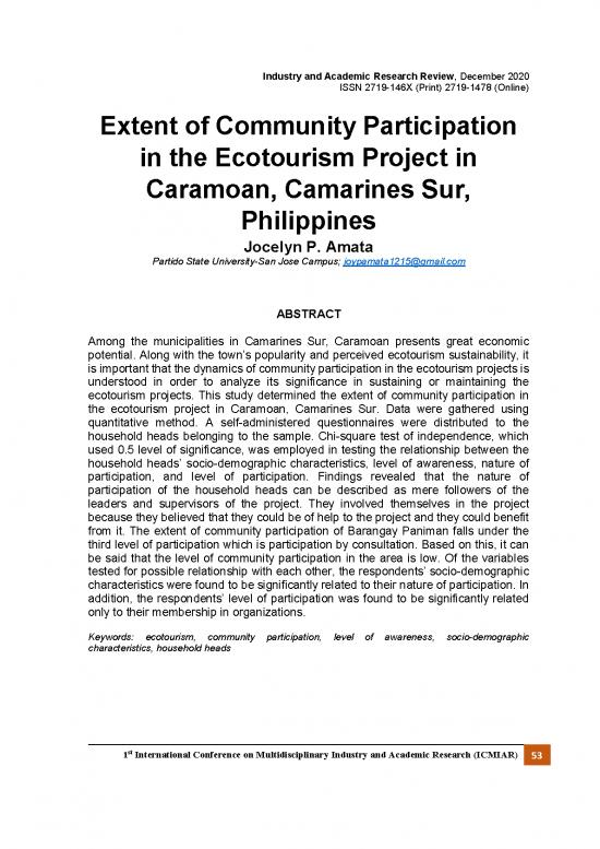 picture Ecotourism Pdf 201022 | 358246 Extent Of Community Participation In The A938d5fc