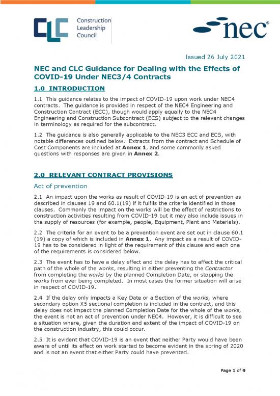 picture Contracts Pdf 202611 | 6 Nec And Clc Covid 19 Contractual Guidance – Dealing With The Effects Of Covid 19 Under Nec3 And 4 Contracts – V0