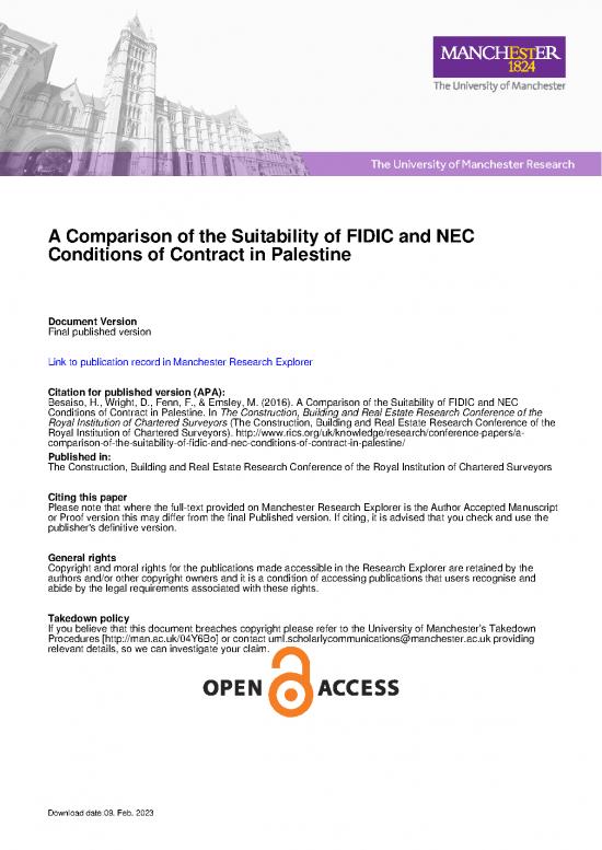 picture1_Fidic Pdf 202098 | A Comparison Of The Suitability Of Fidic And Nec Conditions Of Contract In Palestine