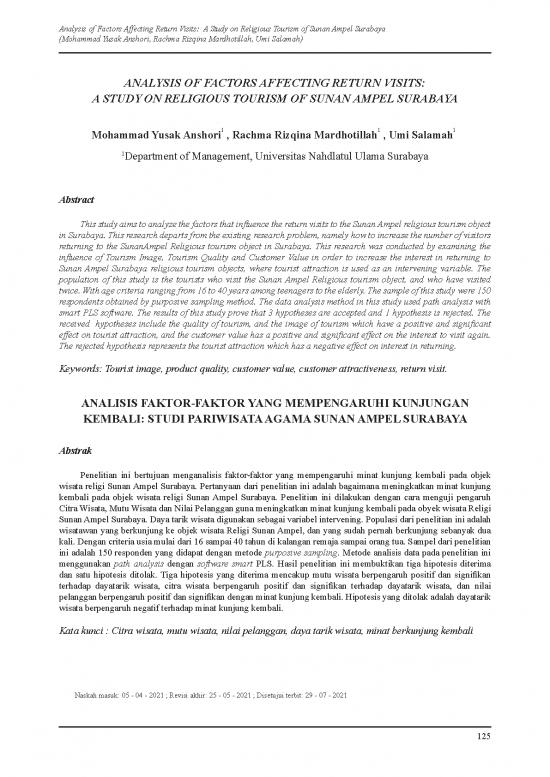 picture_Tourism Pdf 201067 | Analysis Of Factors Affecting Return Visits A Study On Religious Tourism Of Sunan Ampel Surabaya