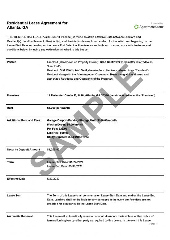 picture Lease Agreement Template 202423 | Apts Sample Residential Lease Agreement