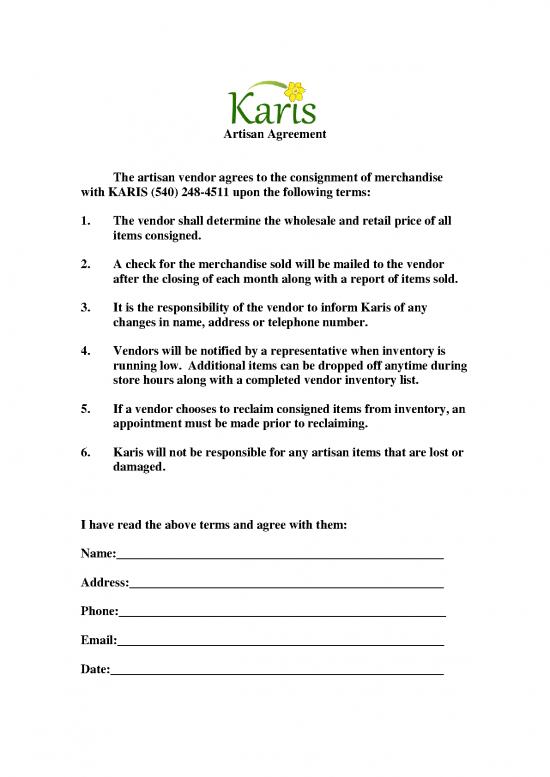 picture1_Agreement Sample 201812 | Artisan Vendor Agreement
