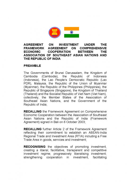 picture Agreement Sample 202434 | Asean India Investment Agreement Asean Version