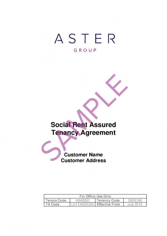 picture Tenant Agreement Template 201299 | Aster Sample Social Rent Assured Tenancy Agreement