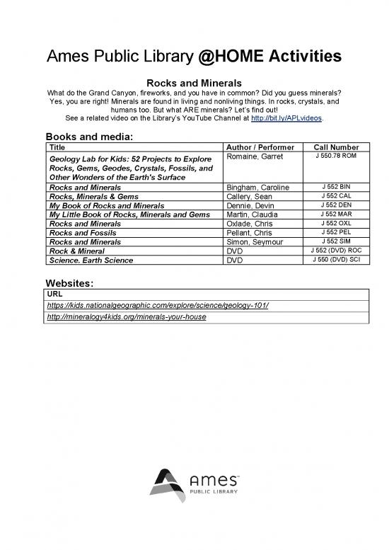 picture_Geology Pdf 200799 | Athomeactivities   Rocks And Minerals