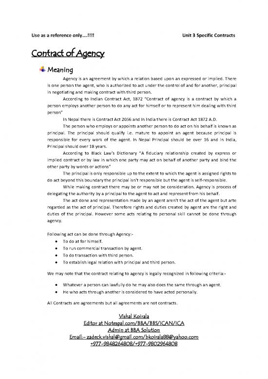 picture Agreement Contract Sample 202136 | Bba 4th Semester Business Law Unit 3 Note